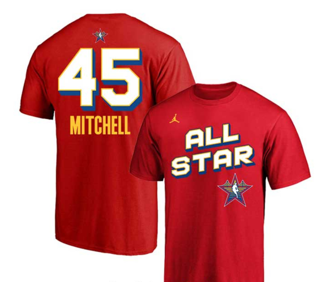 Men 2025 NBA all Star #45 Mitchell red T Shirt->more jerseys->NBA Jersey